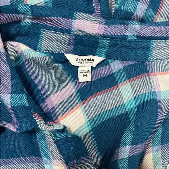 Sonoma Women’s Modal Short Sleeve V Neck Pullover Sleep Shirt Blue Size Medium - Picture 2 of 7